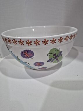 Vintage Ursula Dodge Stoneware Mixing Bowl, Dragon Fly Design